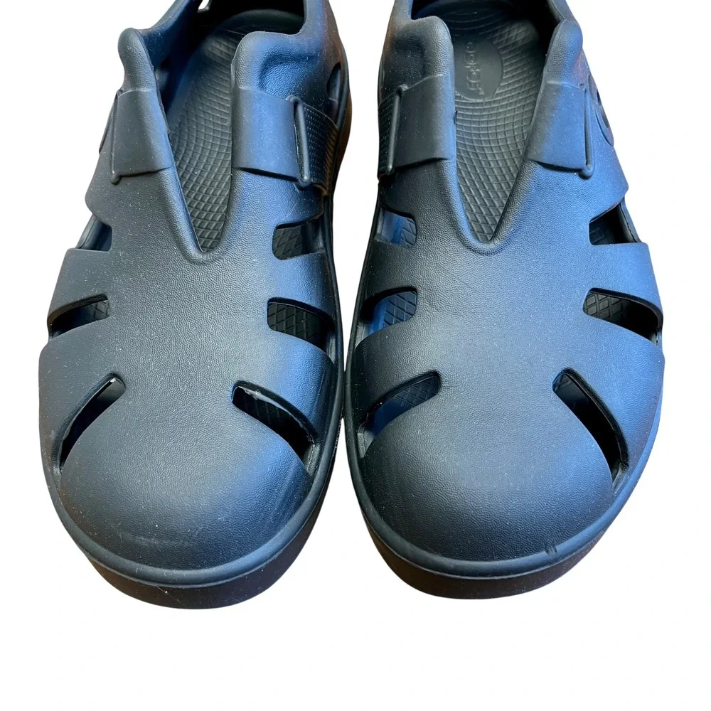OOFOS‎ OOCandoo Mens Black Recovery Sandals Comfort Shoes Sz 10 AS IS w/ Flaws
